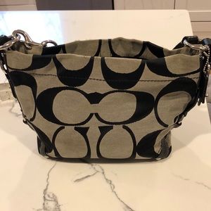 Coach gray with black leather classic bag